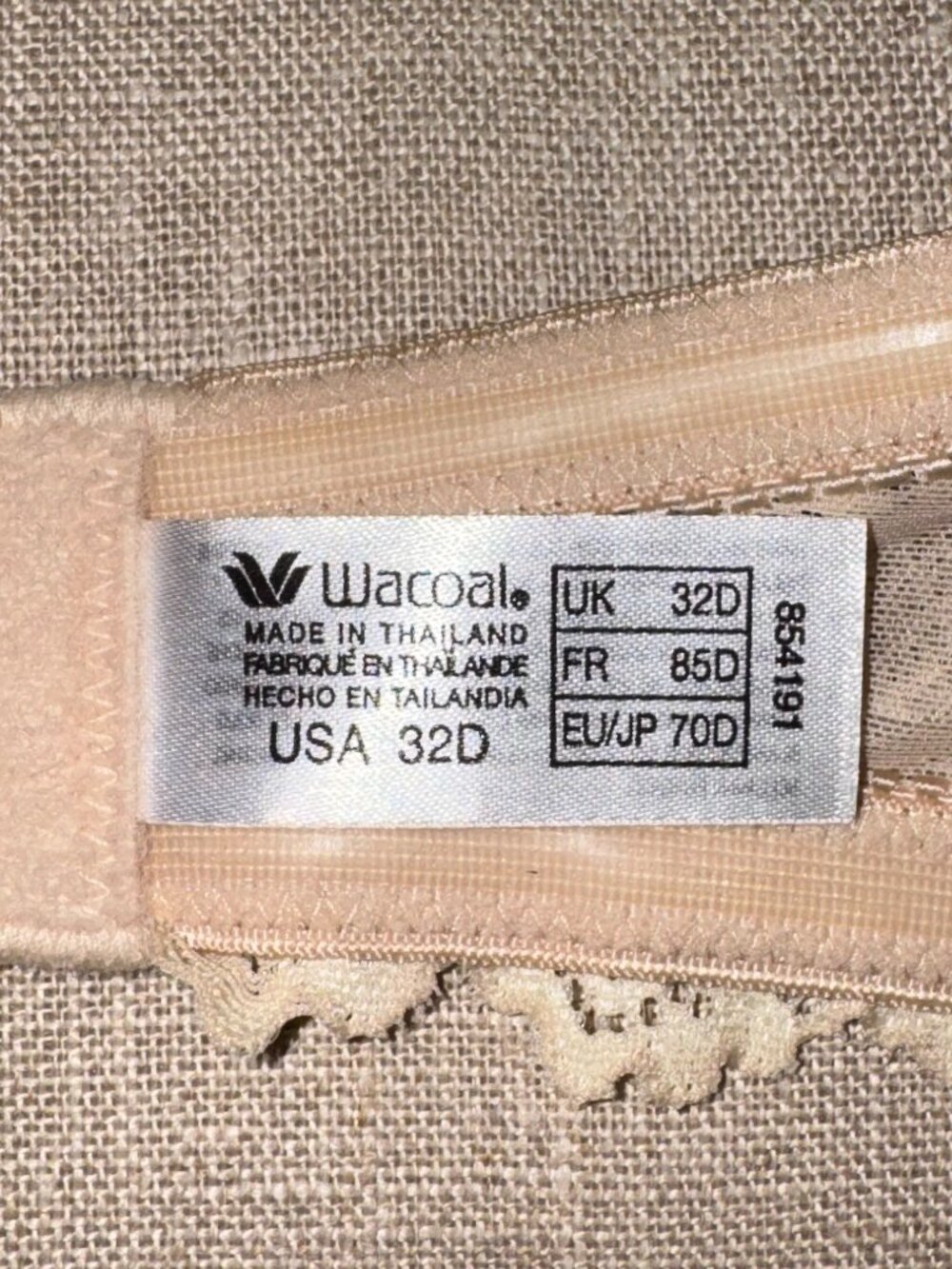 NWT Wacoal Embrace Lace Strapless Push-Up Bra 32D Nude 854191 - Picture 4 of 6